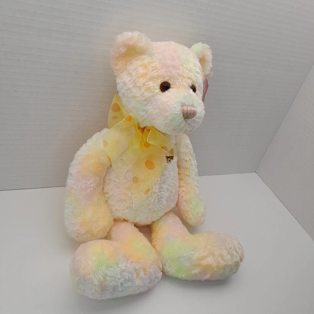 Gund Buzz Bee Bear 15028 Pastel Tie Dye Plush Bumblebee Embroidery NWT 12in